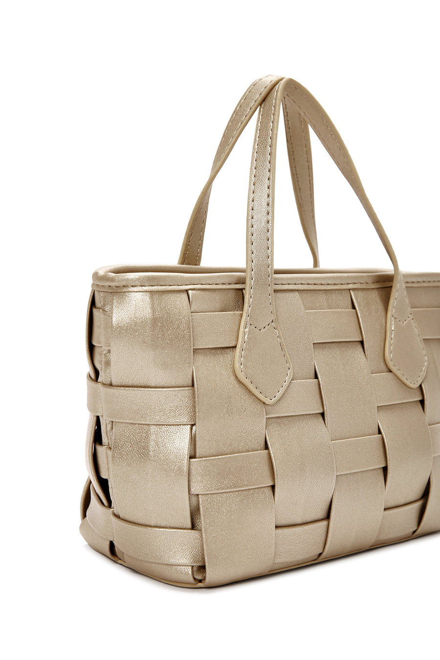 Women's Gold Long Strap Knitted Patterned Crossbody Bag