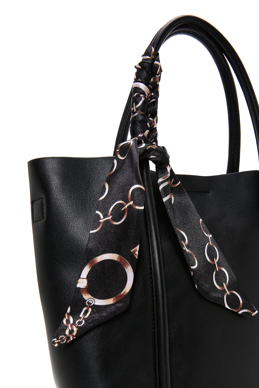 Women's Black Long Strap Shoulder Bag with Accessory Detail