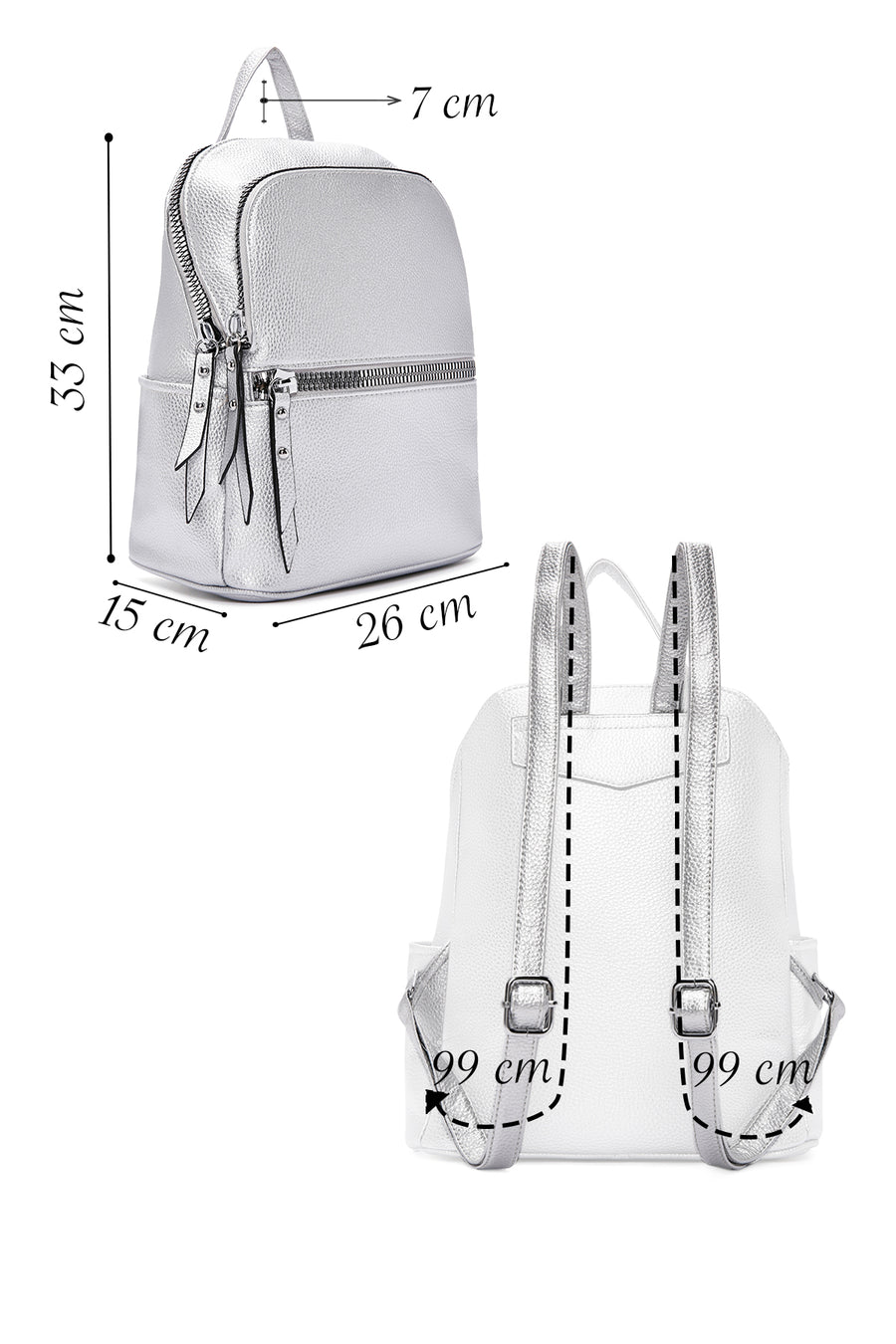 Women's Silver Metallic Backpack
