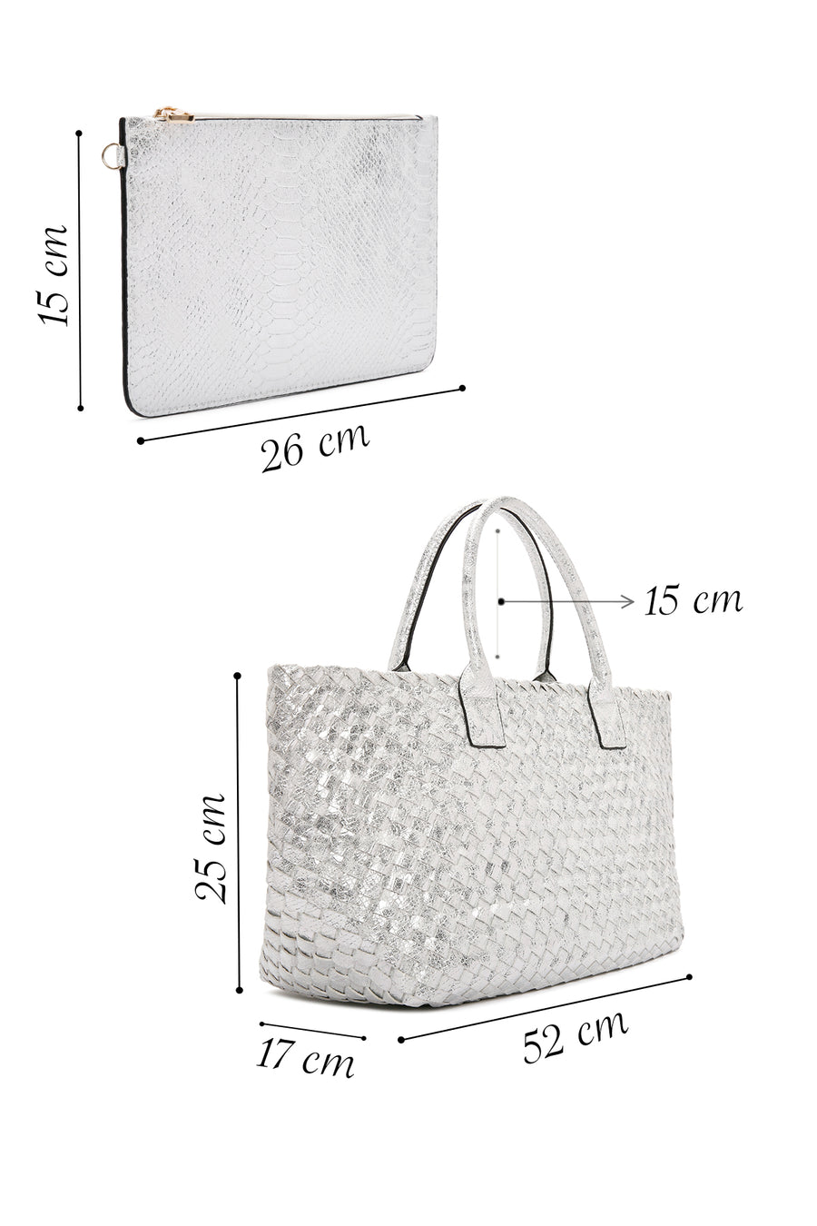 Women's Silver Knit Shoulder Bag