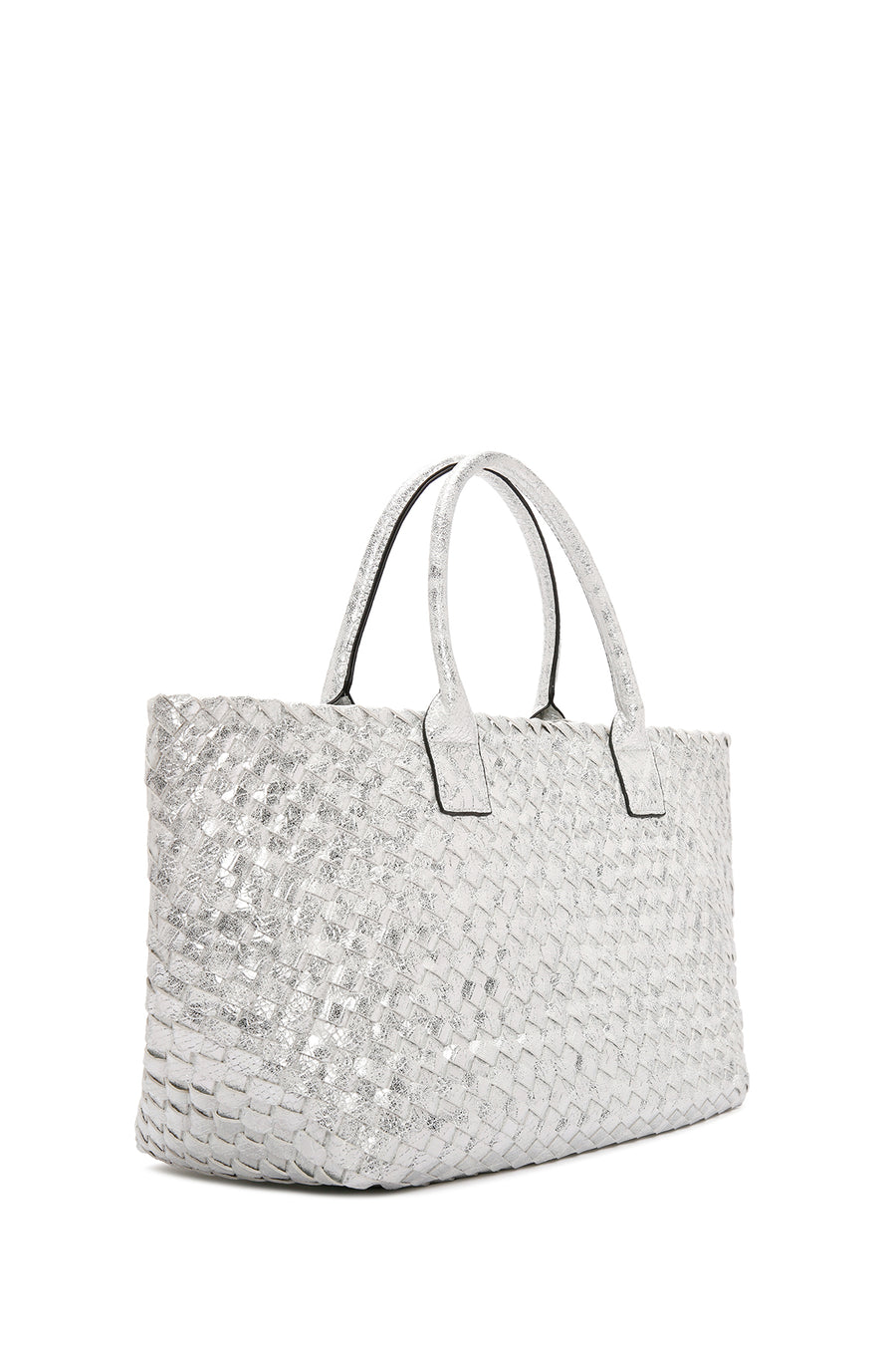 Women's Silver Knit Shoulder Bag