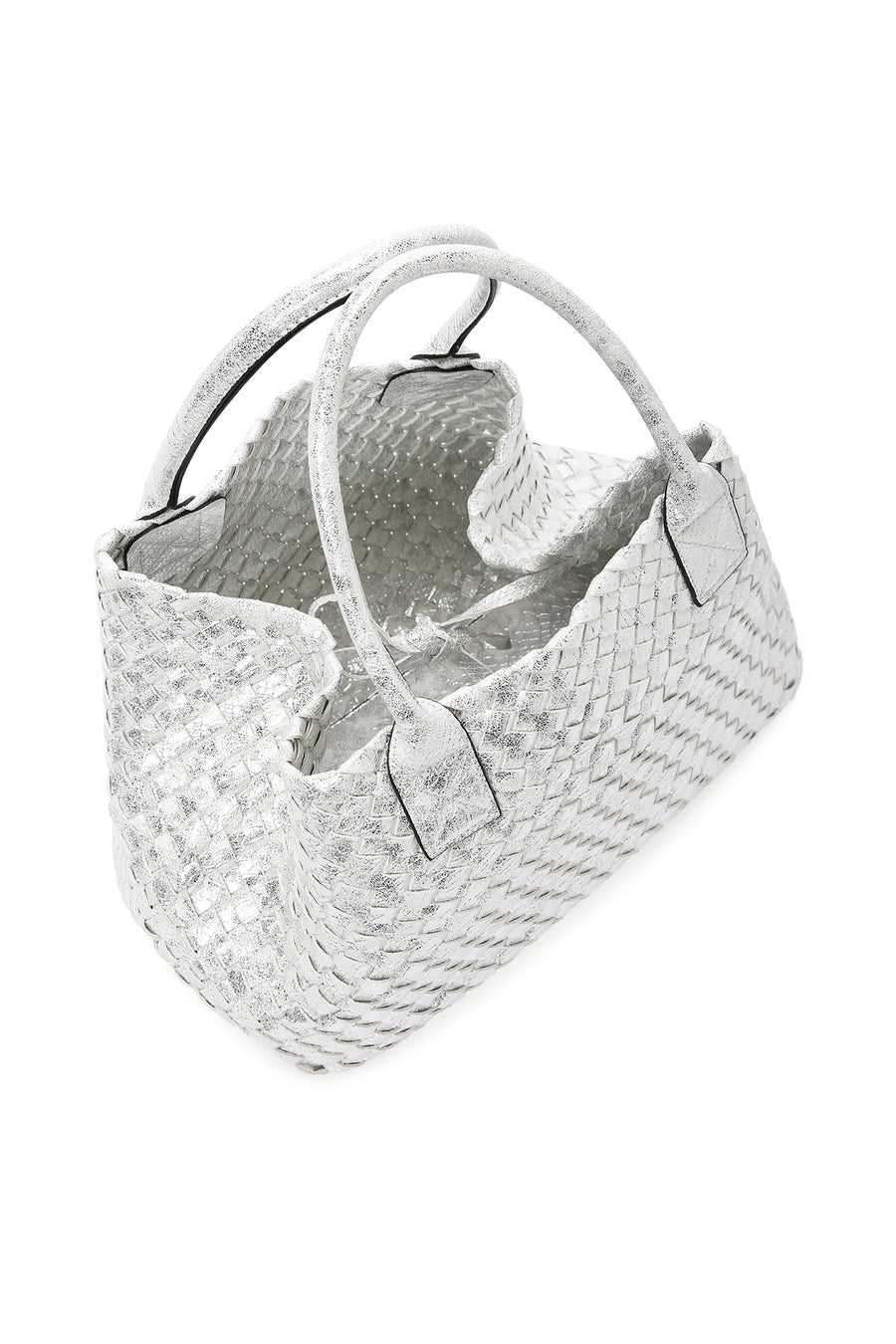 Women's Silver Knit Shoulder Bag