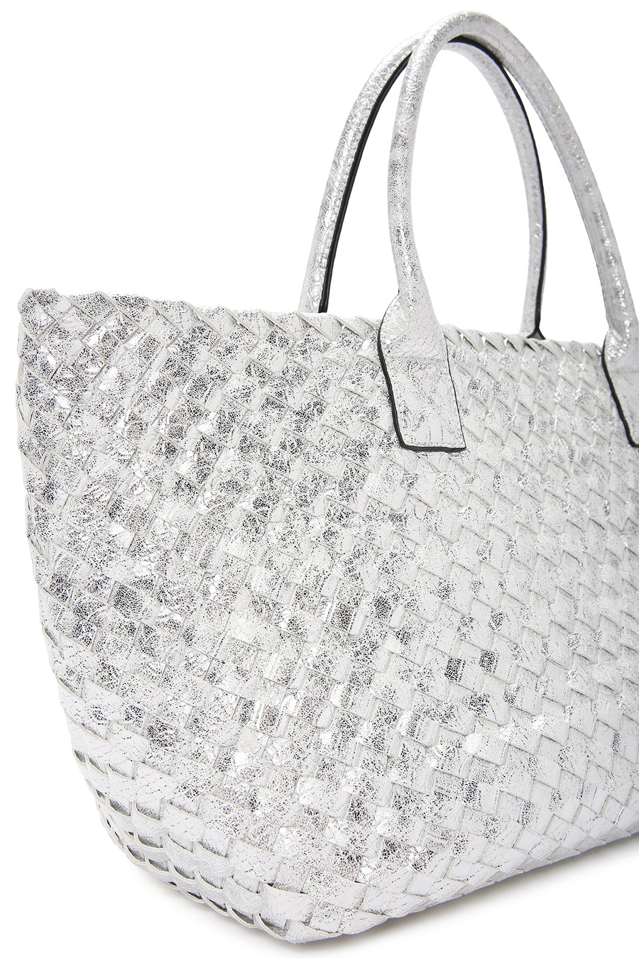 Women's Silver Knit Shoulder Bag