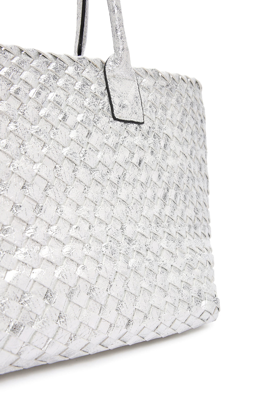 Women's Silver Knit Shoulder Bag