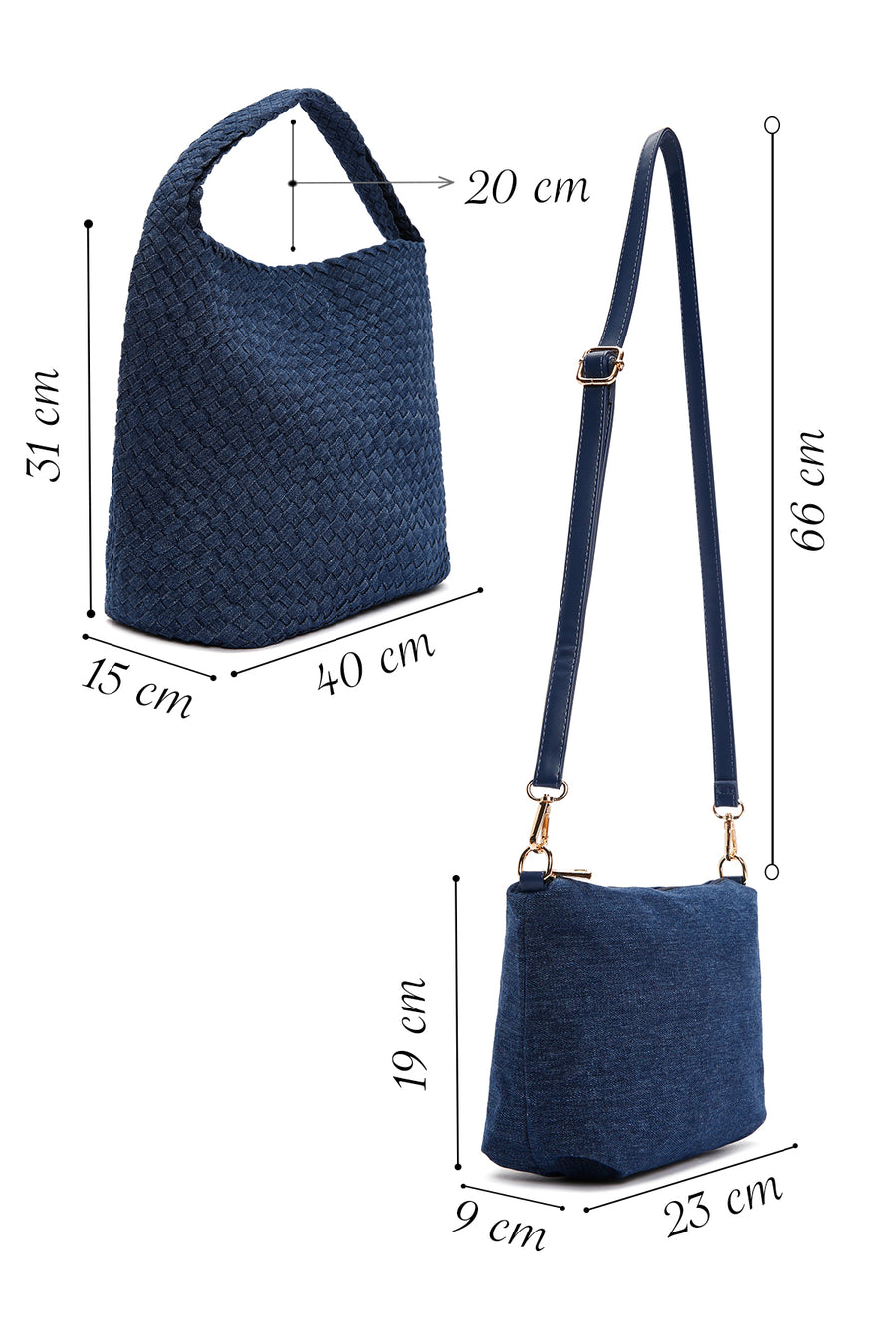 Women's Blue Long Strap Fabric Shoulder Bag