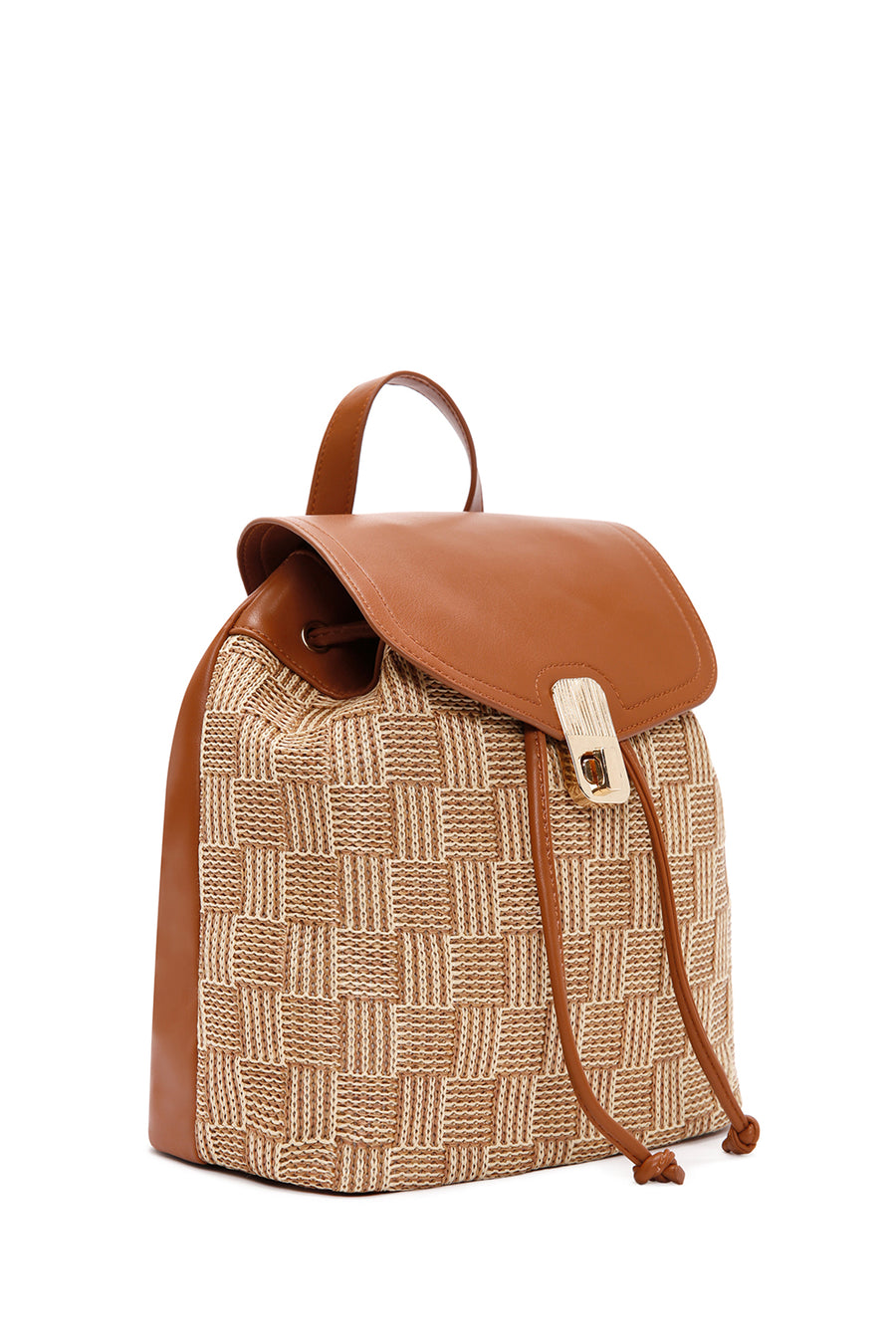 Women's Beige Straw Backpack