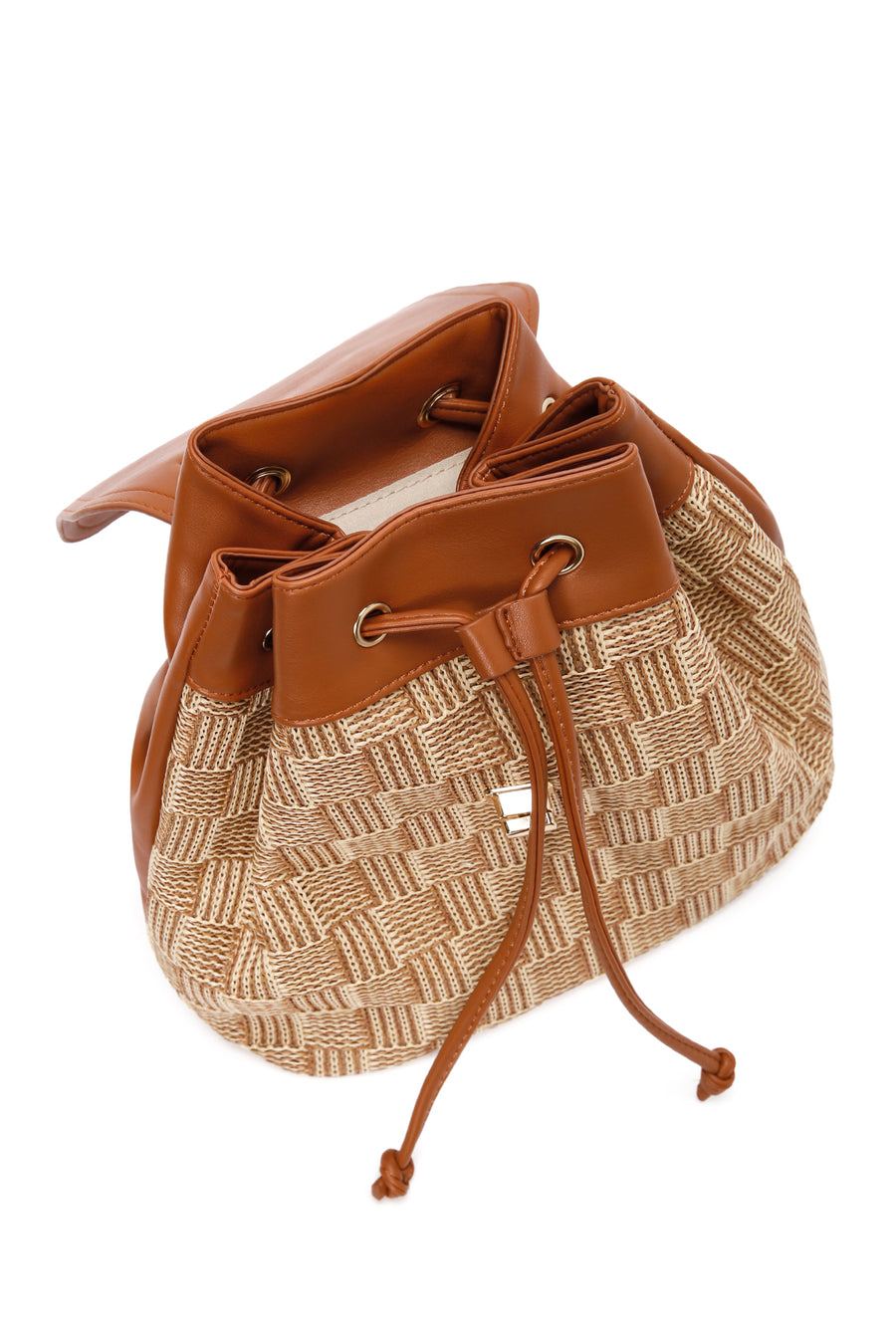 Women's Beige Straw Backpack