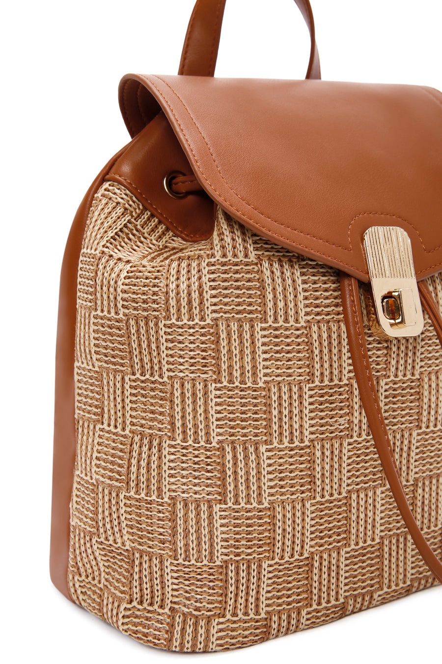 Women's Beige Straw Backpack
