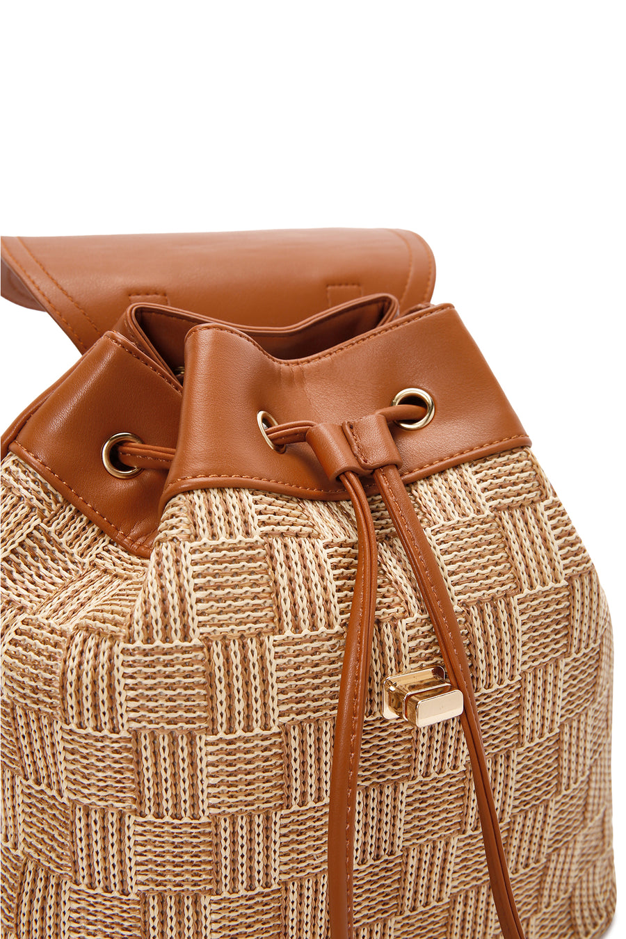 Women's Beige Straw Backpack