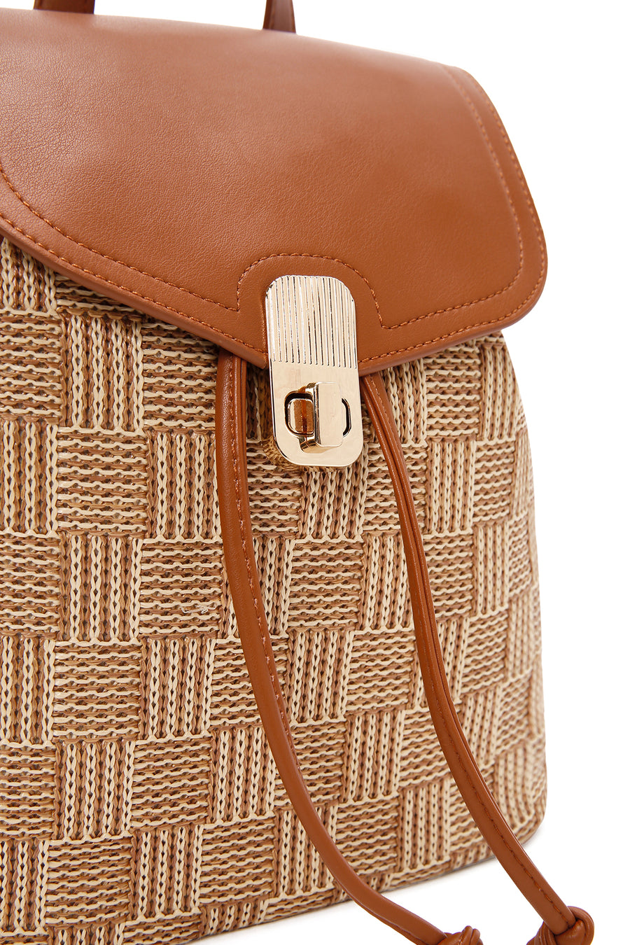 Women's Beige Straw Backpack