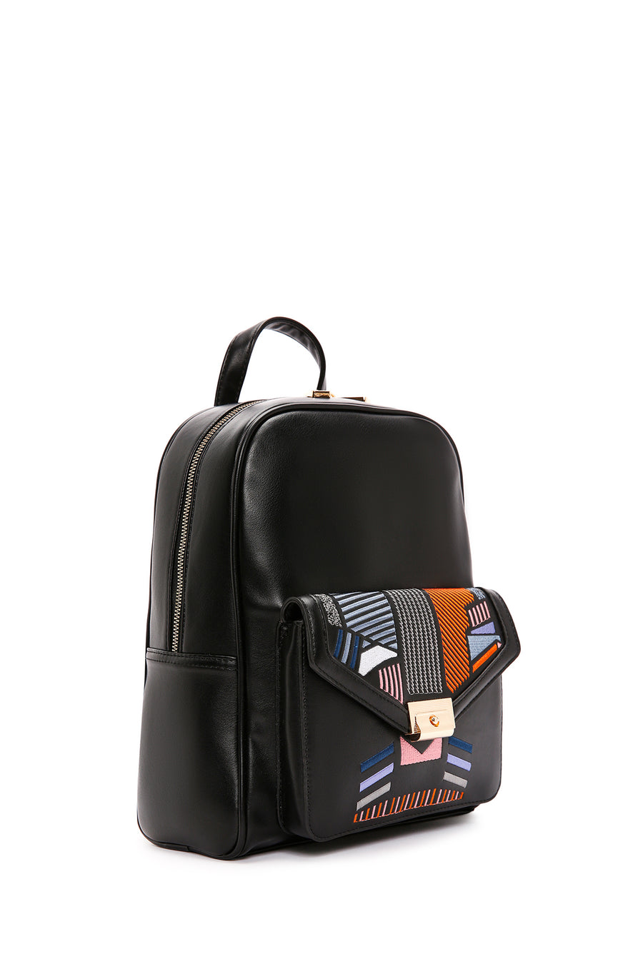 Women's Black Printed Backpack
