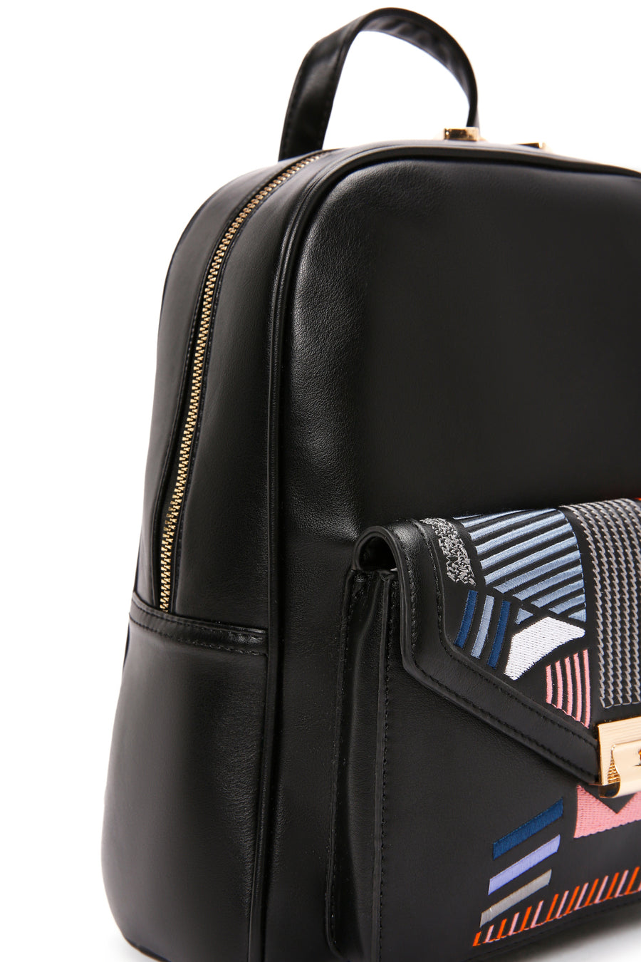 Women's Black Printed Backpack