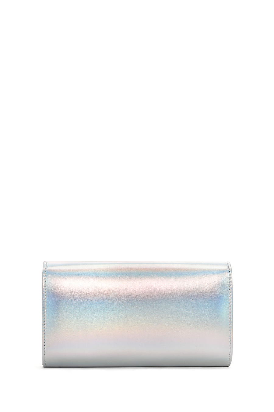 Women's White Long Chain Strap Stoned Clutch Bag