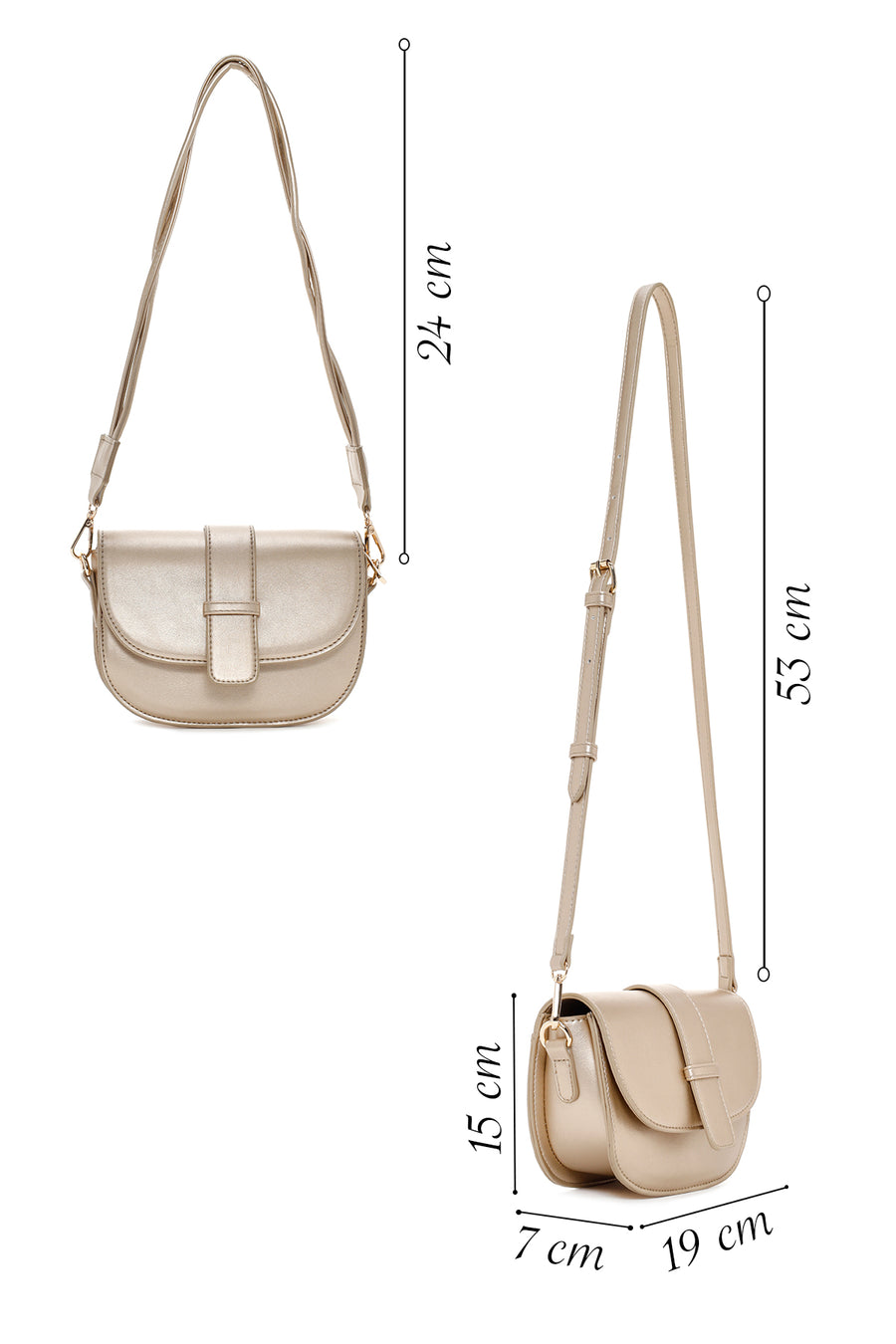 Women's Gold Long Strap Shoulder Bag