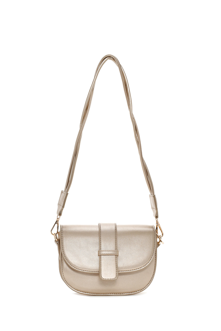 Women's Gold Long Strap Shoulder Bag