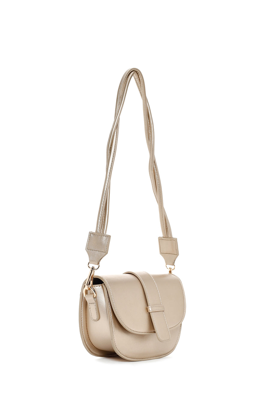 Women's Gold Long Strap Shoulder Bag