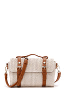 Women's Cream Long Strap Straw Crossbody Bag | Derimod
