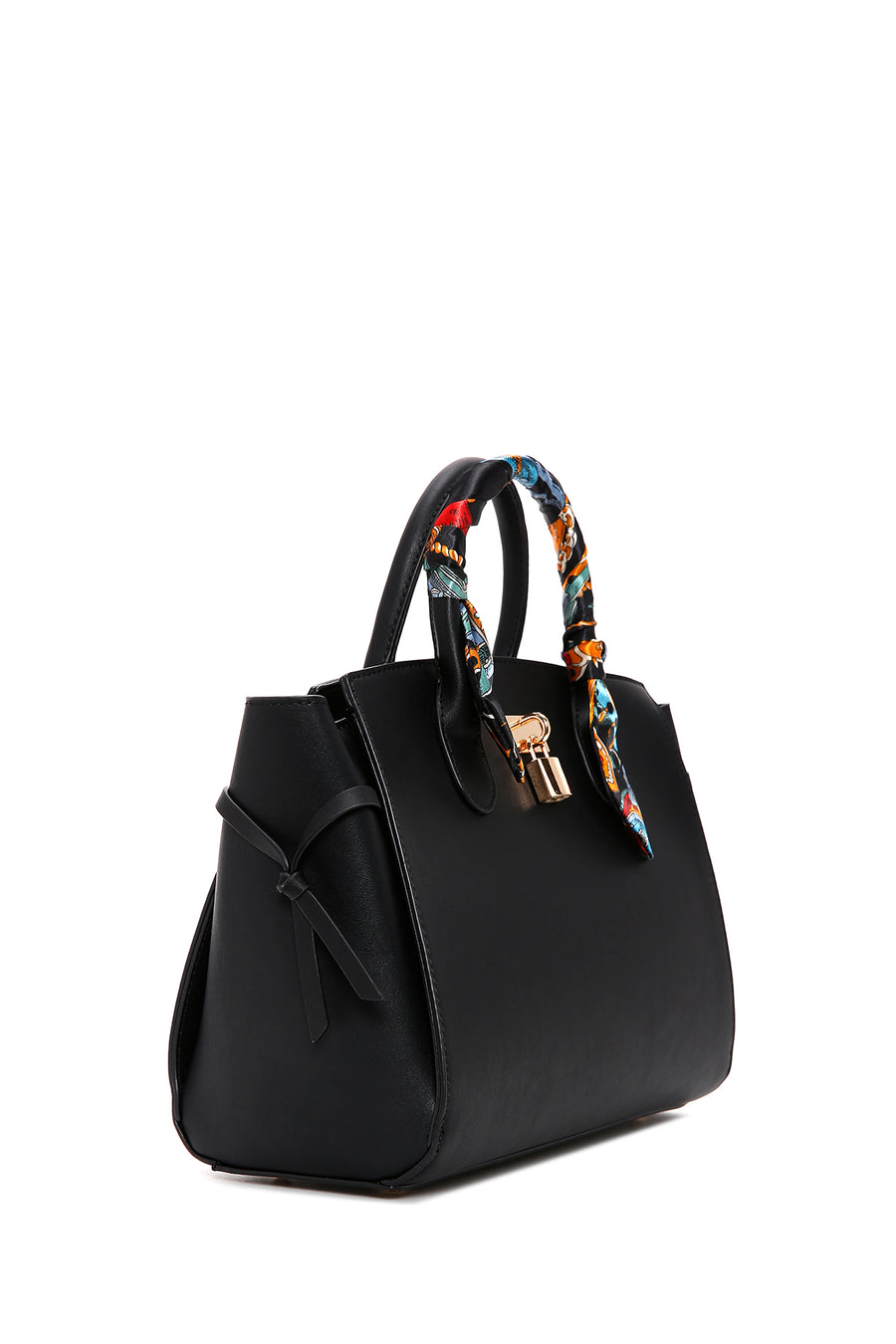 Women's Black Long Strap Handbag with Accessory Detail