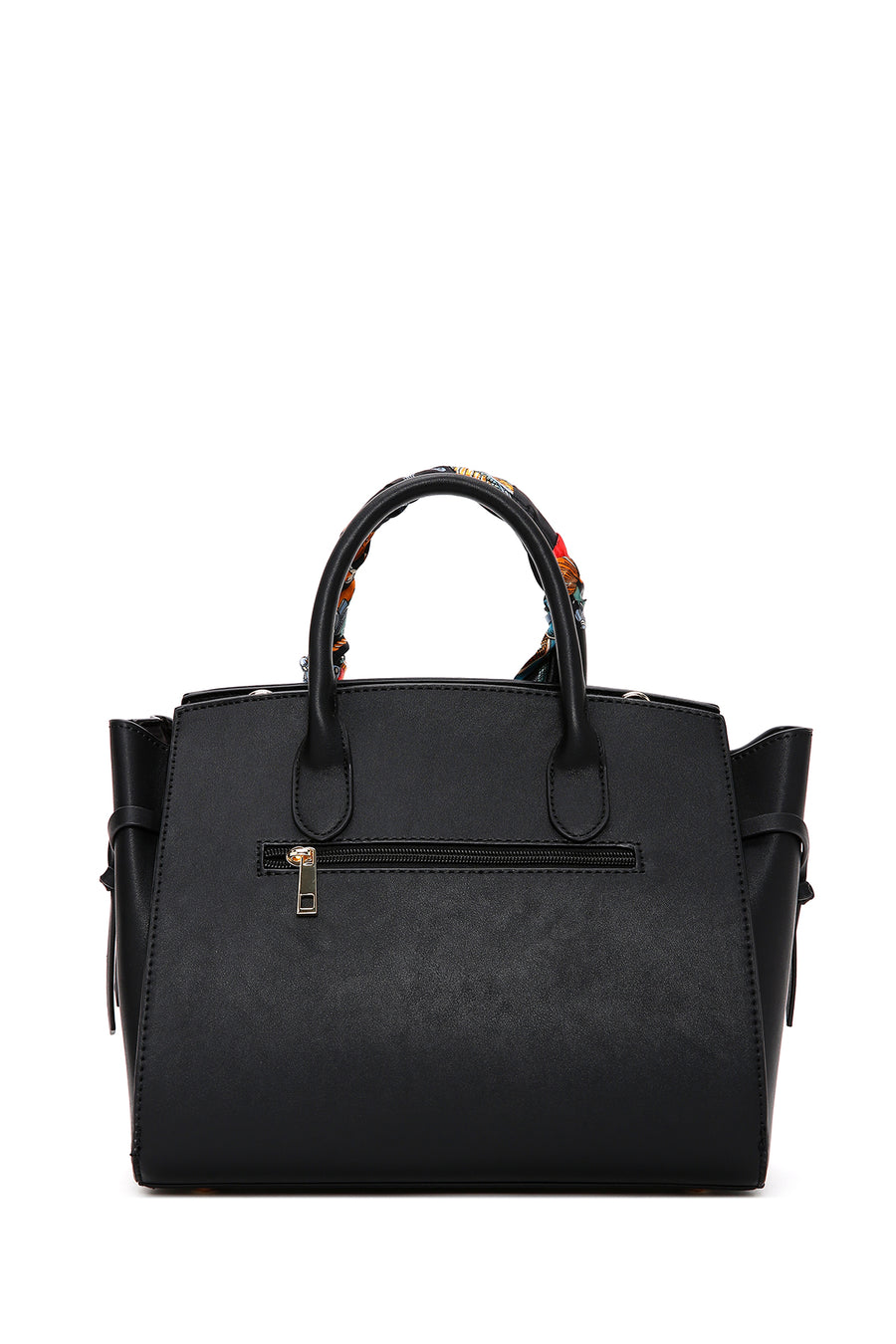 Women's Black Long Strap Handbag with Accessory Detail