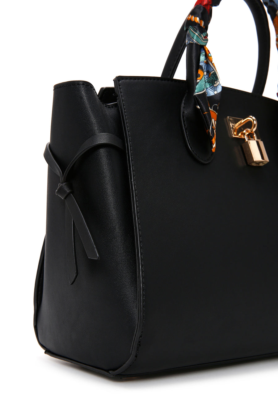 Women's Black Long Strap Handbag with Accessory Detail