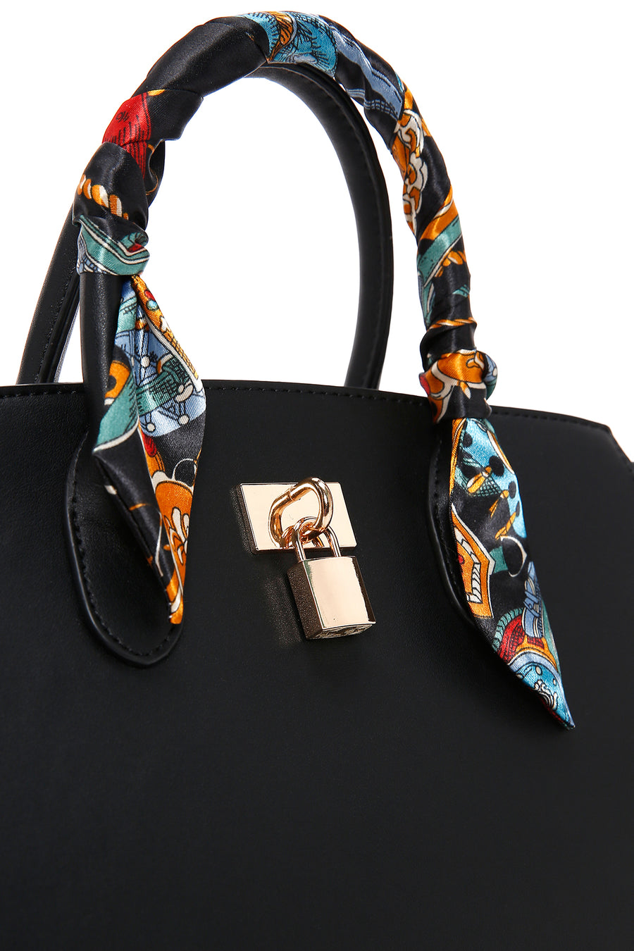 Women's Black Long Strap Handbag with Accessory Detail