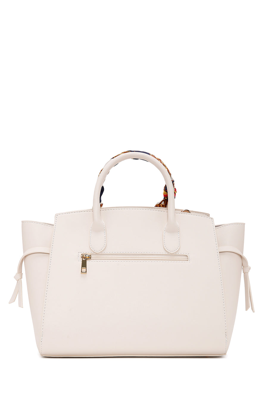 Women's Cream Long Strap Handbag with Accessory Detail