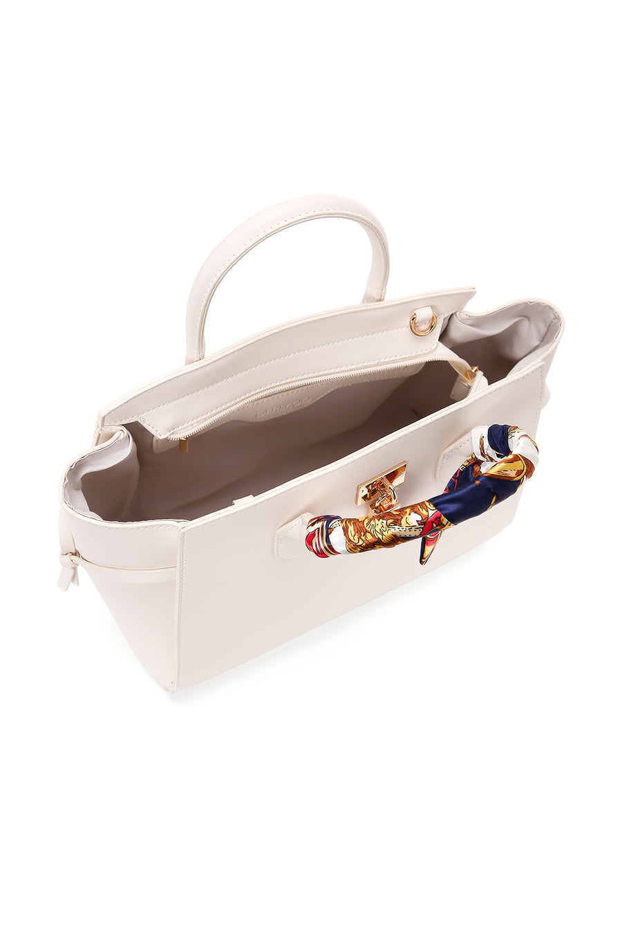 Women's Cream Long Strap Handbag with Accessory Detail