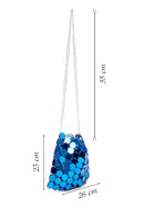 Women's Blue Long Chain Strap Sequin Evening Bag | Derimod