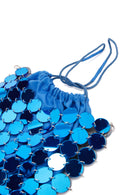 Women's Blue Long Chain Strap Sequin Evening Bag | Derimod