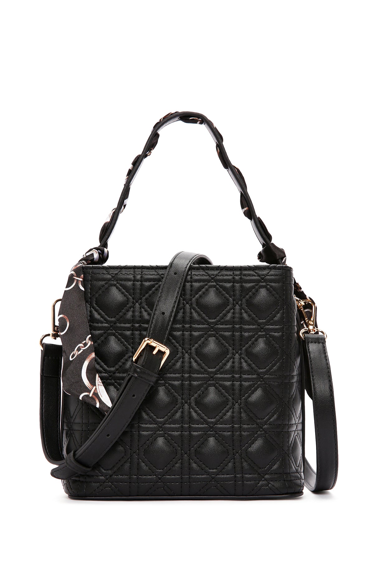 Kadın Siyah Uzun Askılı Aksesuar Detaylı Kapitone Kol Çantası 24SBD2802KP | Derimod