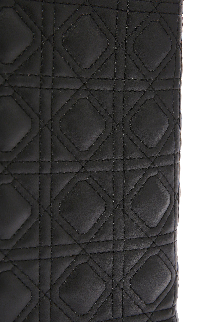 Women's Black Long Strap Quilted Handbag with Accessory Detail