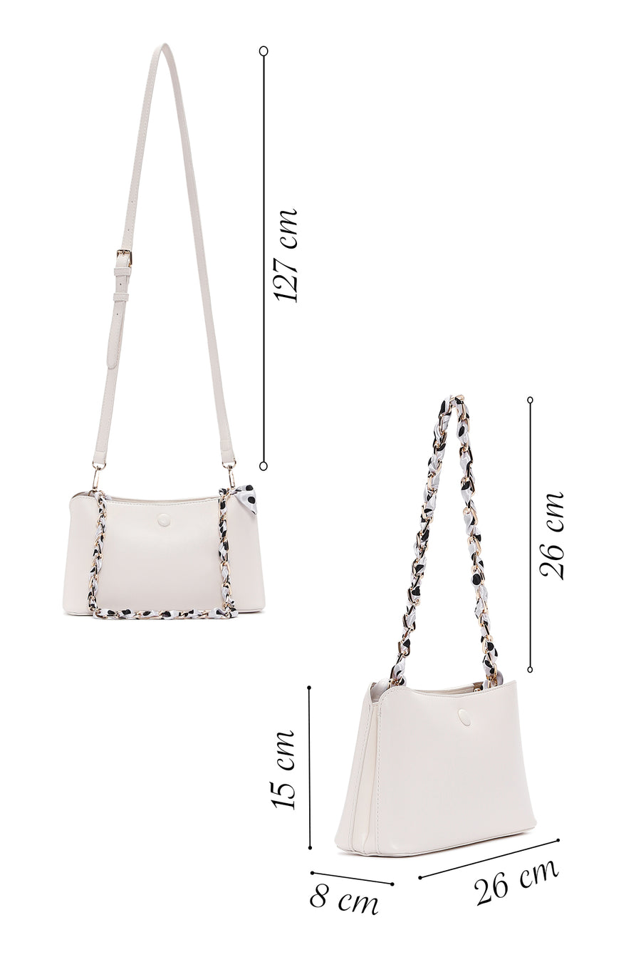 Women's White Long Strap Shoulder Bag