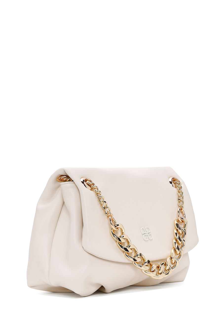 Women's Beige Long Chain Strap Shoulder Bag