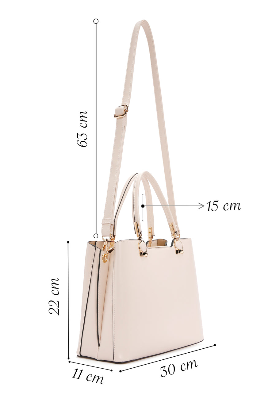 Women's Cream Long Strap Shoulder Bag
