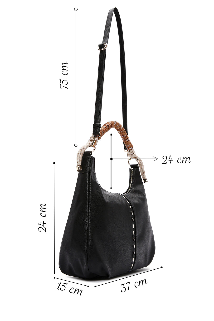 Women's Black Long Strap Shoulder Bag