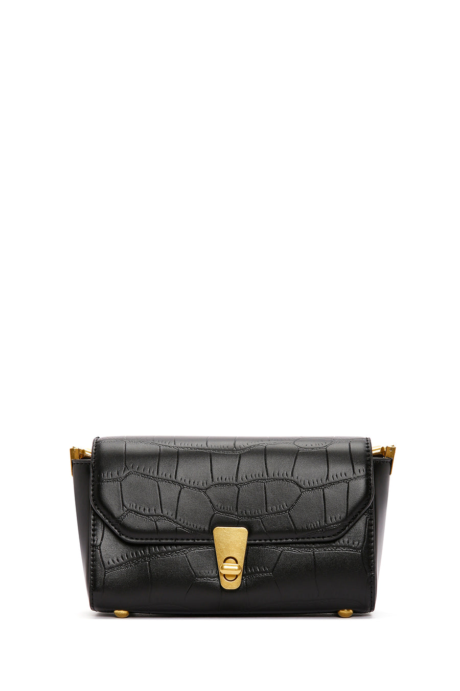 Women's Black Crocodile Patterned Shoulder Bag
