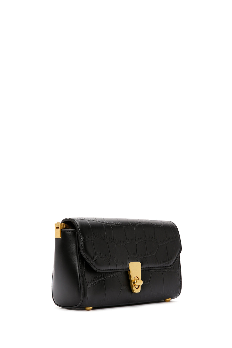 Women's Black Crocodile Patterned Shoulder Bag