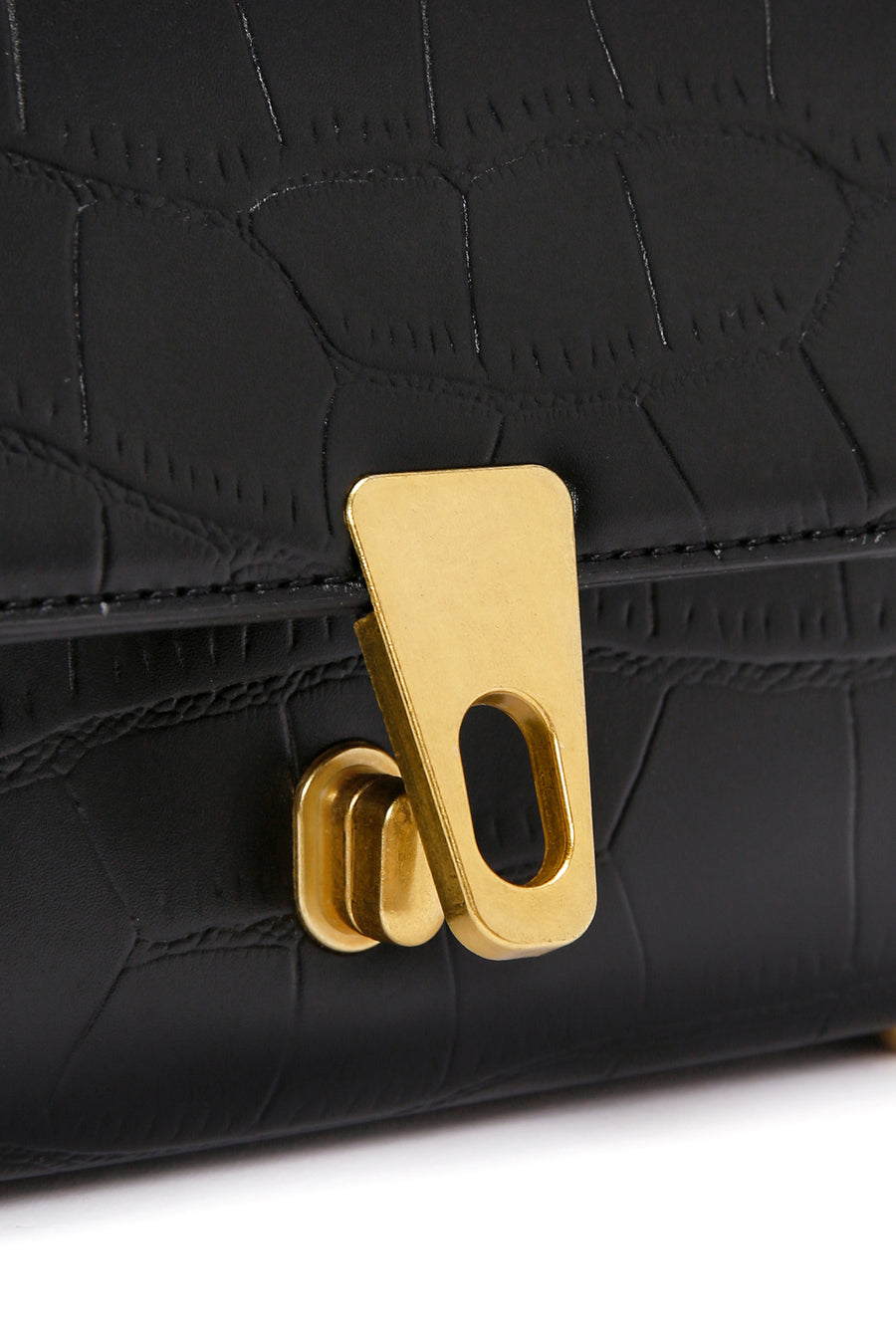 Women's Black Crocodile Patterned Shoulder Bag