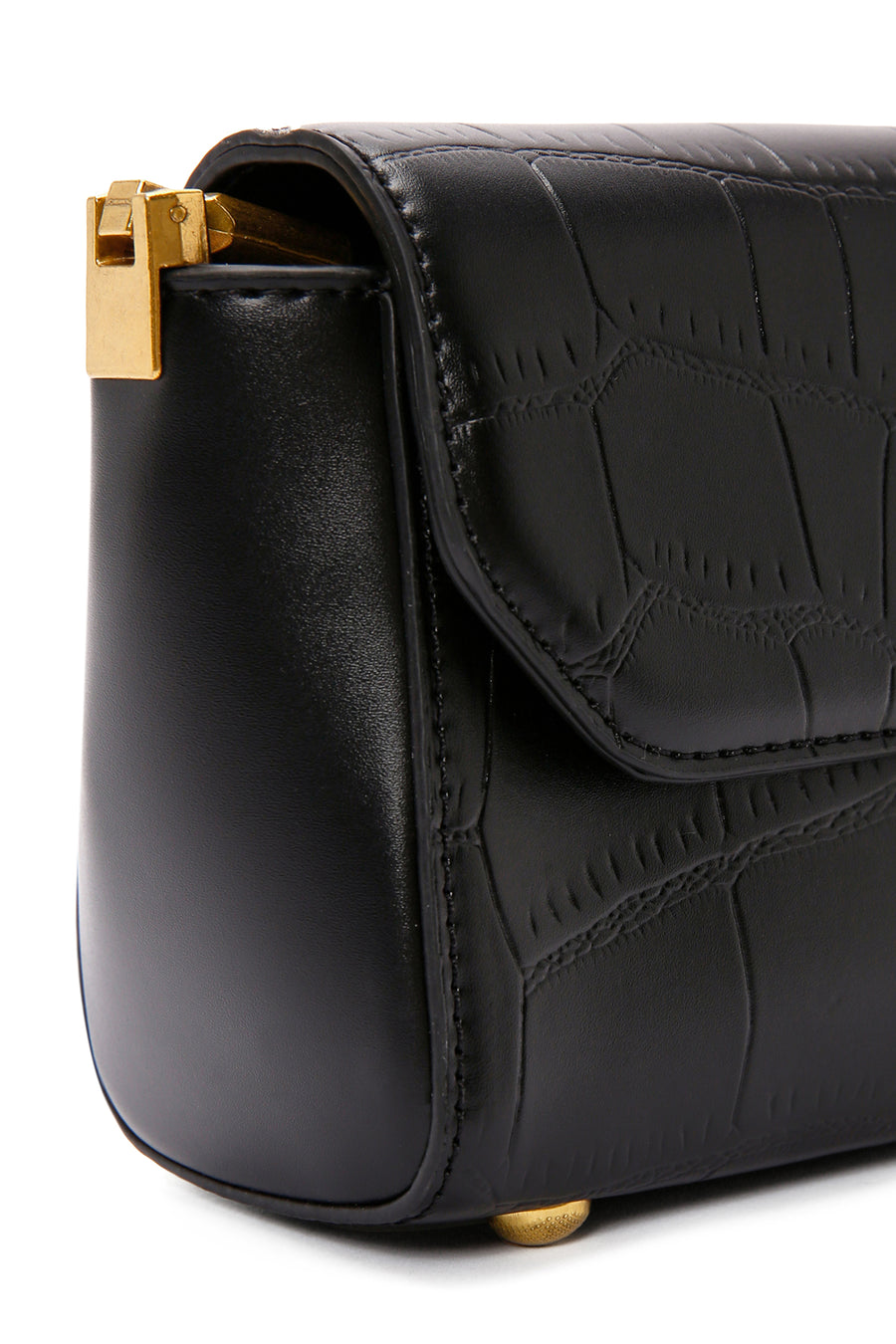 Women's Black Crocodile Patterned Shoulder Bag