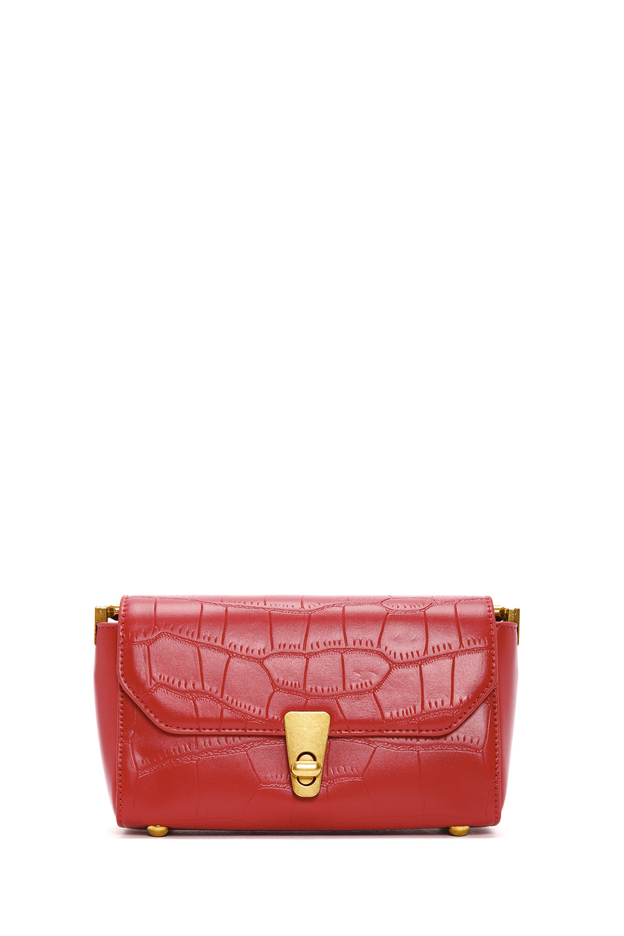 Women's Red Crocodile Patterned Shoulder Bag