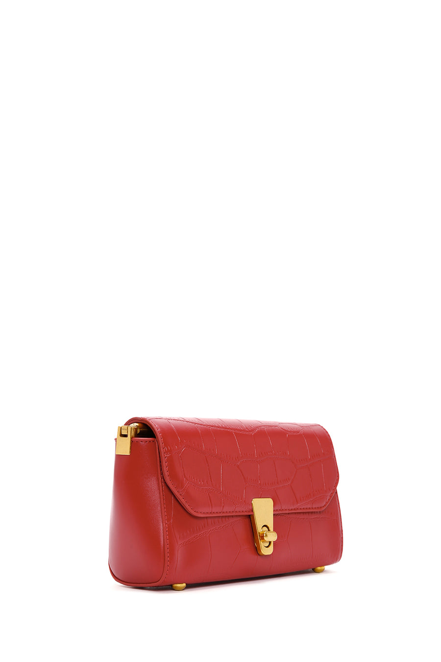 Women's Red Crocodile Patterned Shoulder Bag