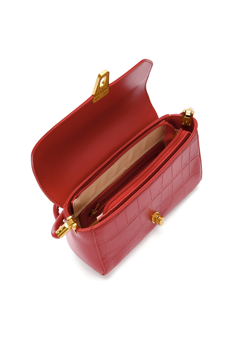 Women's Red Crocodile Patterned Shoulder Bag