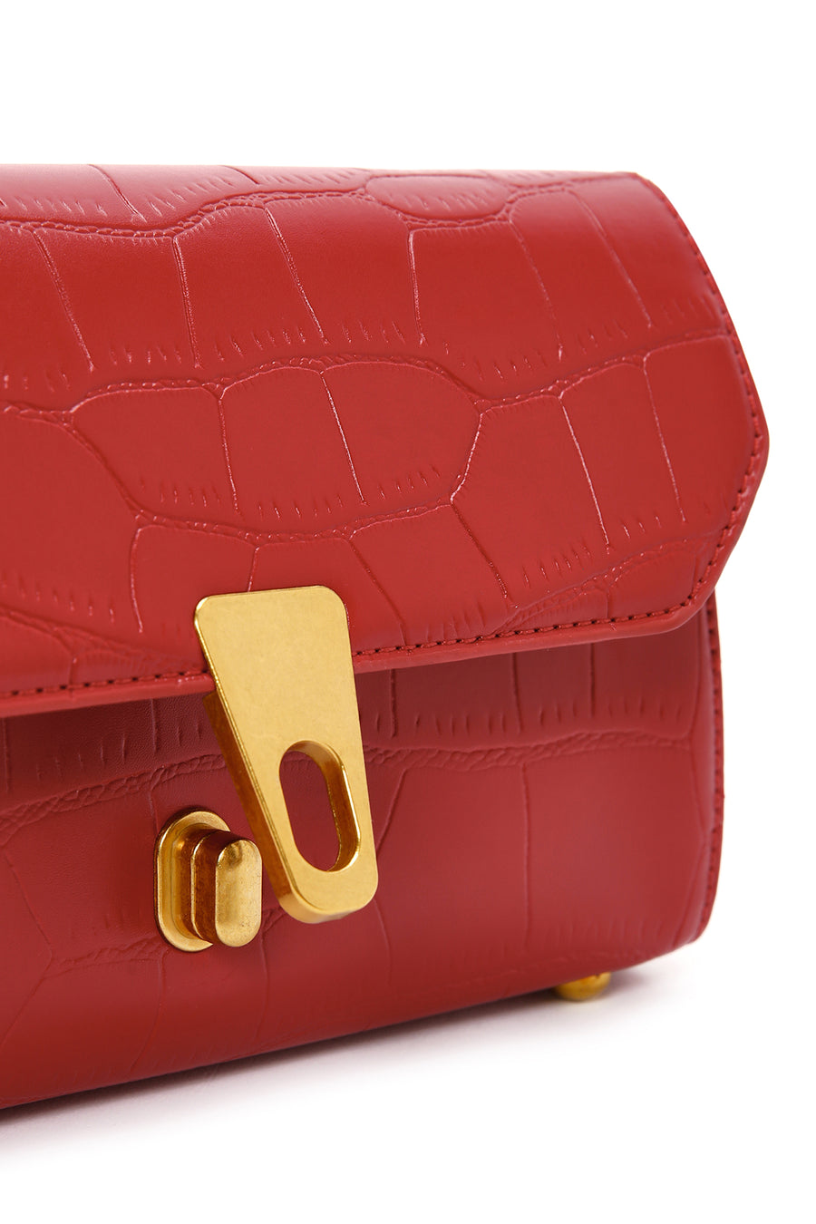 Women's Red Crocodile Patterned Shoulder Bag
