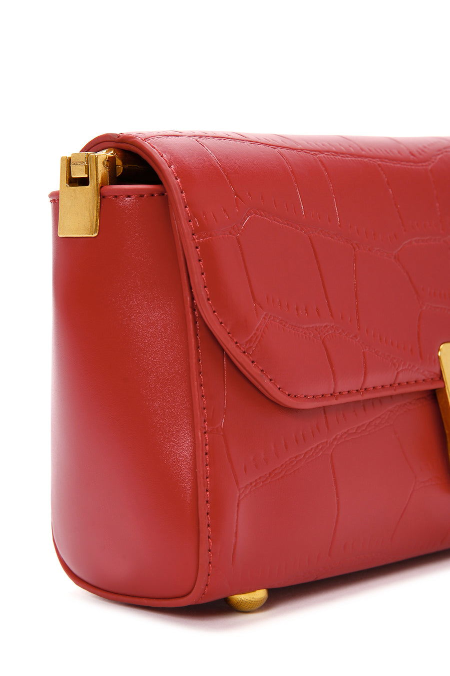 Women's Red Crocodile Patterned Shoulder Bag
