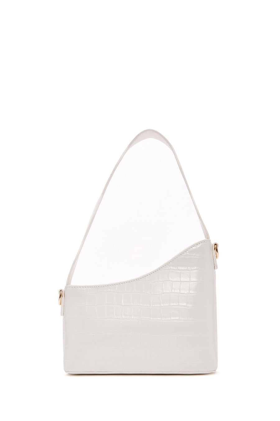 Women's White Long Strap Crocodile Patterned Shoulder Bag