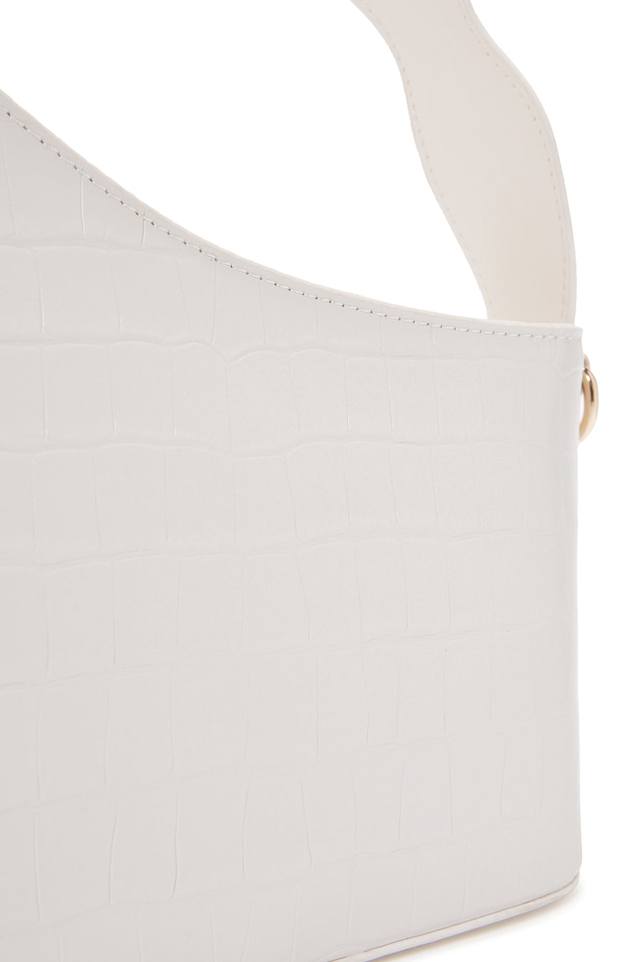 Women's White Long Strap Crocodile Patterned Shoulder Bag
