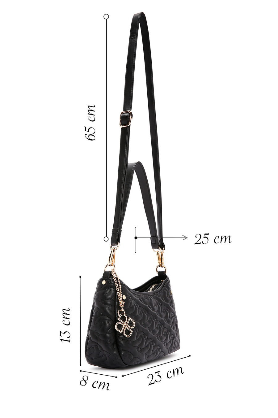Women's Black Long Strap Quilted Handbag