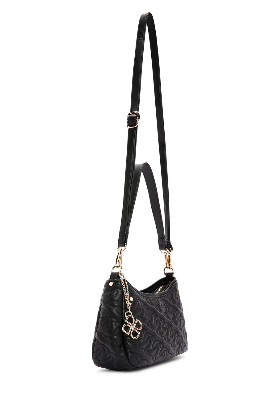 Women's Black Long Strap Quilted Handbag