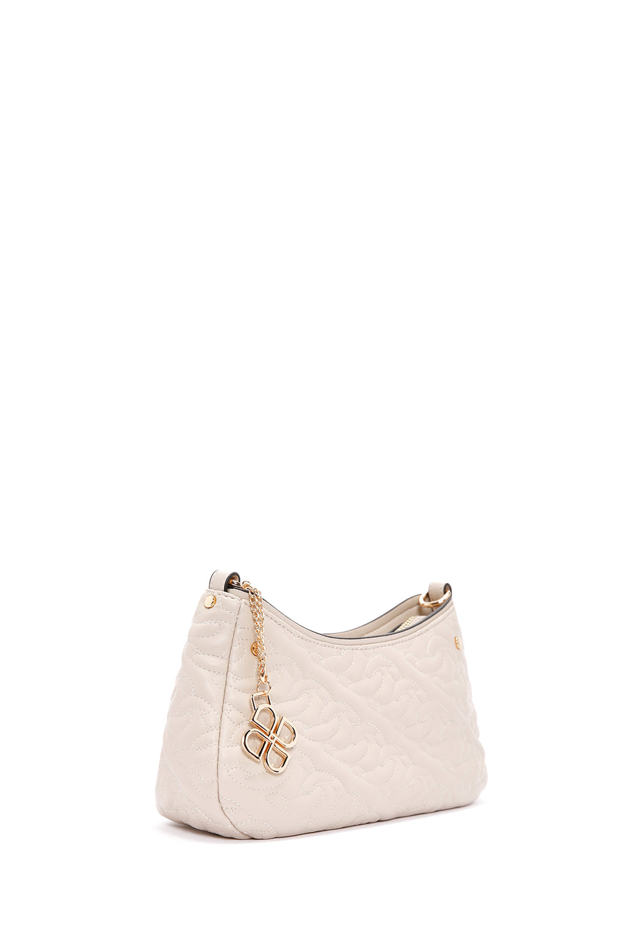 Women's Beige Long Strap Quilted Handbag