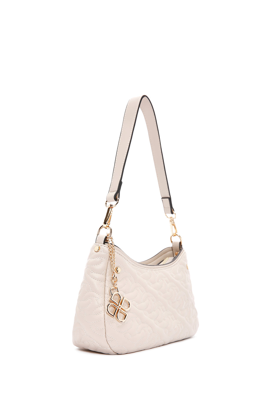 Women's Beige Long Strap Quilted Handbag